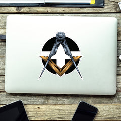 Round Cornwall Masonic Sticker Square & Compass Union Vinyl Decal redplume