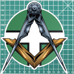 Round Devonshire Masonic Sticker Square & Compass Union Vinyl Decal redplume