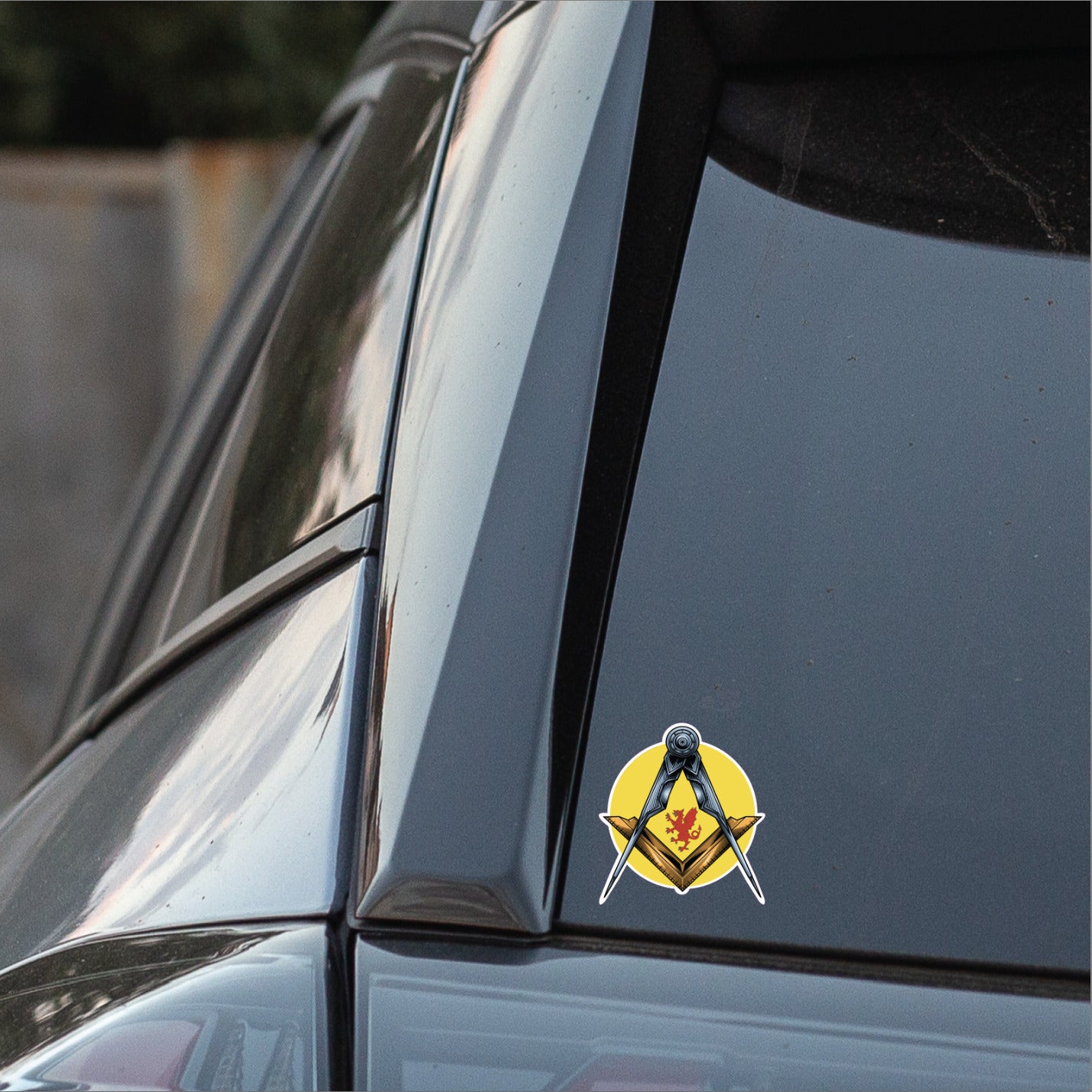 Round Somerset Masonic Sticker Square & Compass Union Vinyl Decal redplume