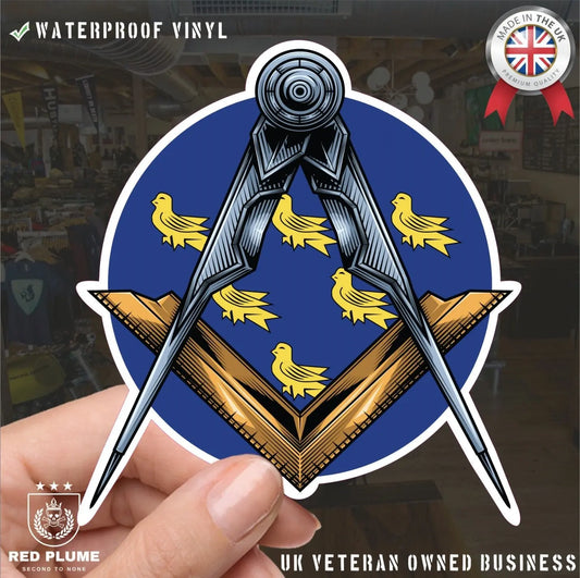 Round West Sussex Masonic Stickers Square & Compass Union Vinyl Decals redplume