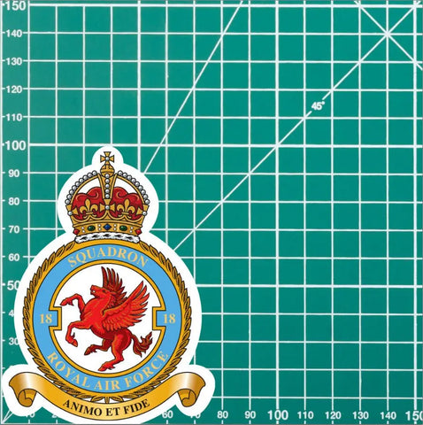 Royal Air Force 18 Squadron Vinyl Stickers - Kings Crown - Red Plume