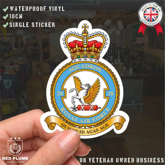 Royal Air Force 28 Squadron Vinyl Stickers - Red Plume