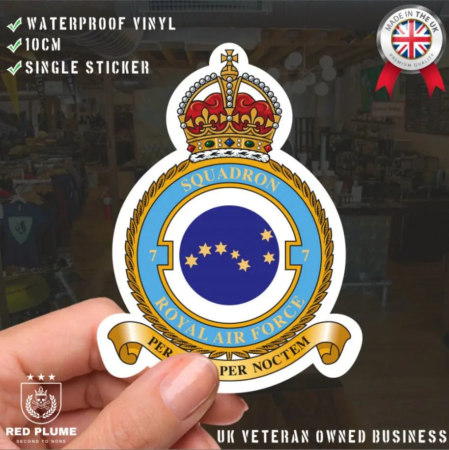 Royal Air Force 7 Squadron Vinyl Stickers - Kings Crown redplume