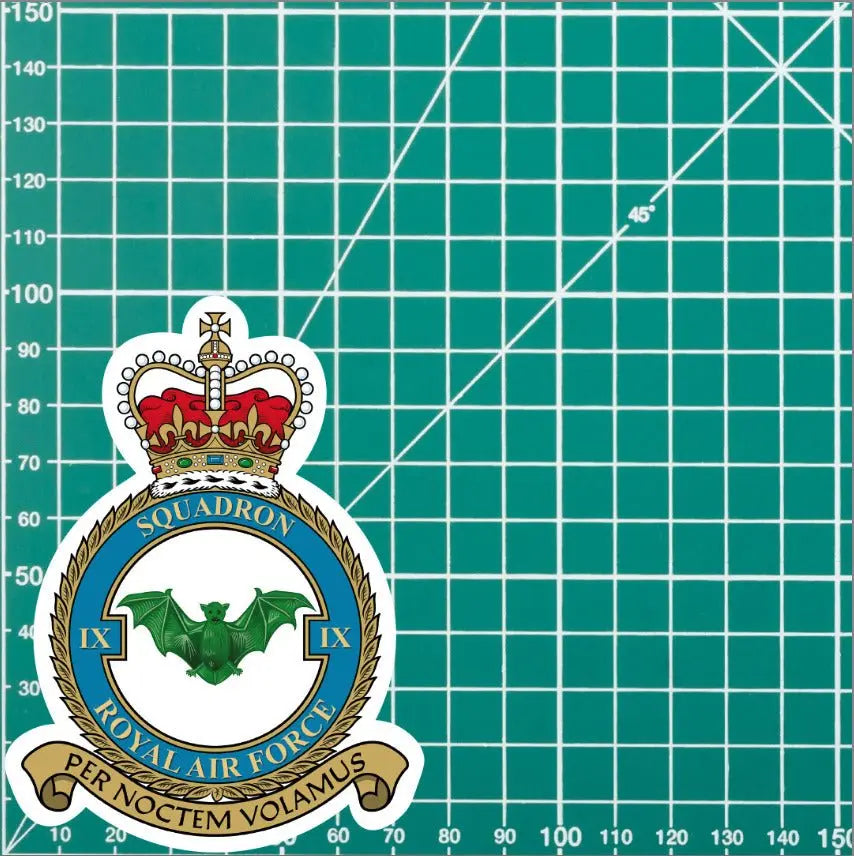 Royal Air Force No 9 Squadron Vinyl Stickers - Both Crowns redplume
