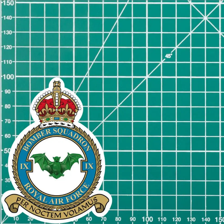 Royal Air Force No 9 Squadron Vinyl Stickers - Both Crowns redplume