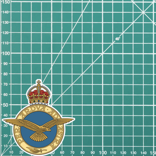 Royal Air Force RAF Badge Decal - Waterproof Vinyl - King's Crown redplume
