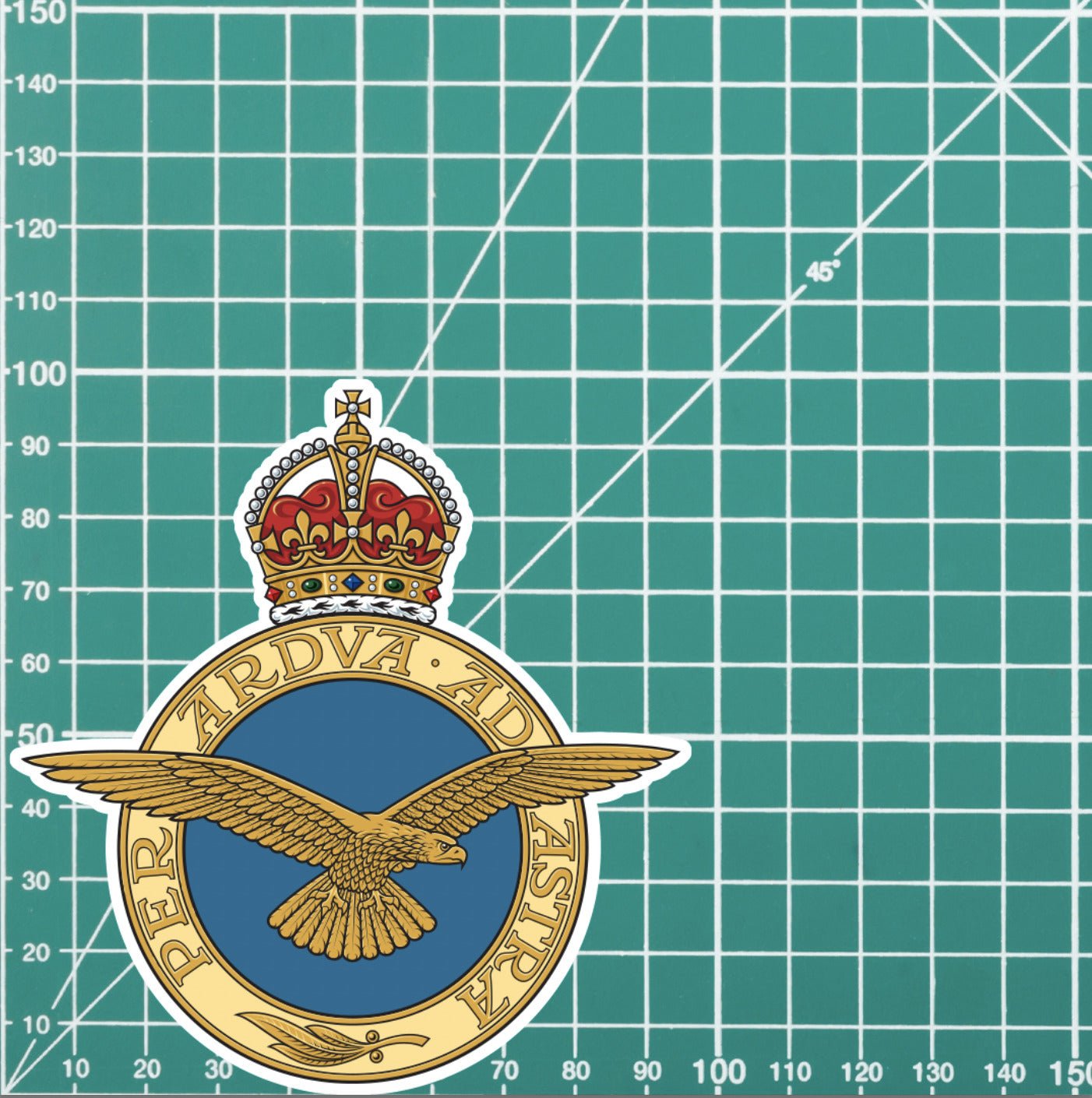 Royal Air Force RAF Badge Decal - Waterproof Vinyl - King's Crown redplume