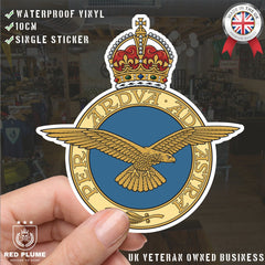 Royal Air Force RAF Badge Decal - Waterproof Vinyl - King's Crown redplume