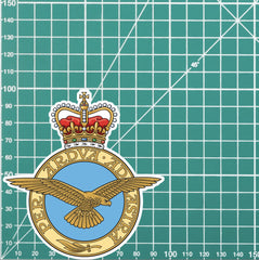 Royal Air Force RAF Badge Decal - Waterproof Vinyl - Queen's Crown redplume