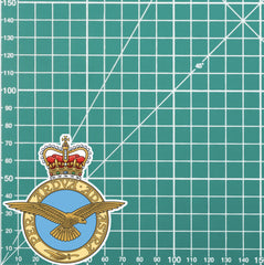 Royal Air Force RAF Badge Decal - Waterproof Vinyl - Queen's Crown redplume