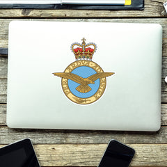 Royal Air Force RAF Badge Decal - Waterproof Vinyl - Queen's Crown redplume