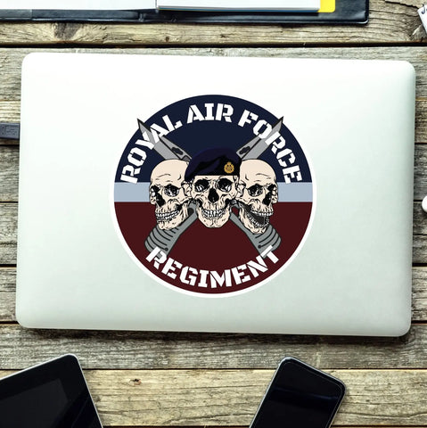 Royal Air Force Regiment Waterproof Vinyl Stickers Three Skull Design redplume