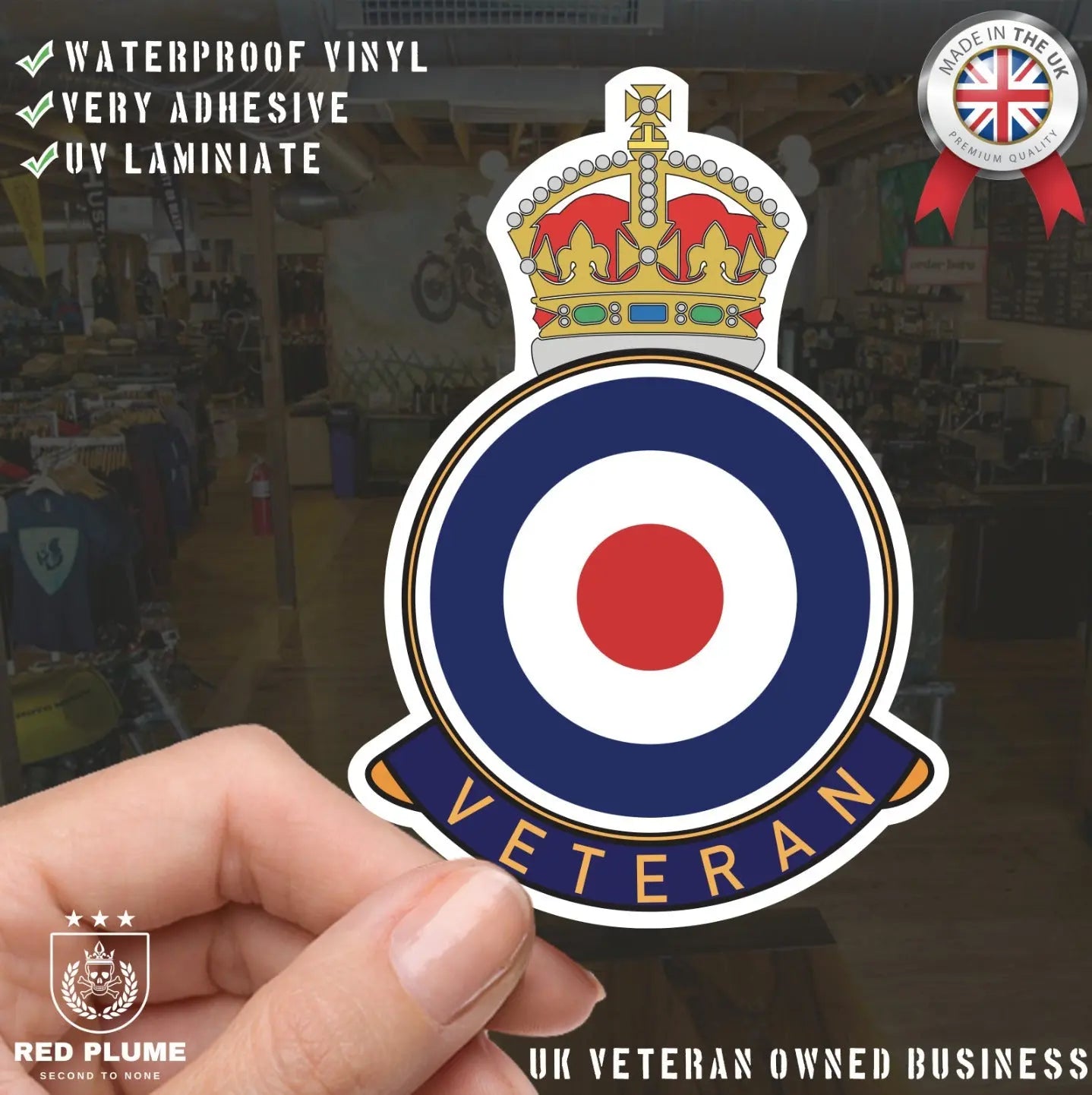 Royal Air Force Veteran UV Laminated Decal redplume