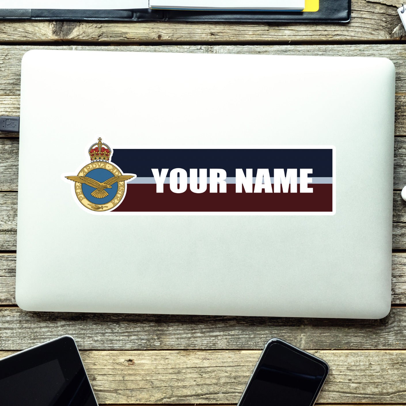 Royal Air Force Waterproof Vinyl Name Stickers - Personalised redplume