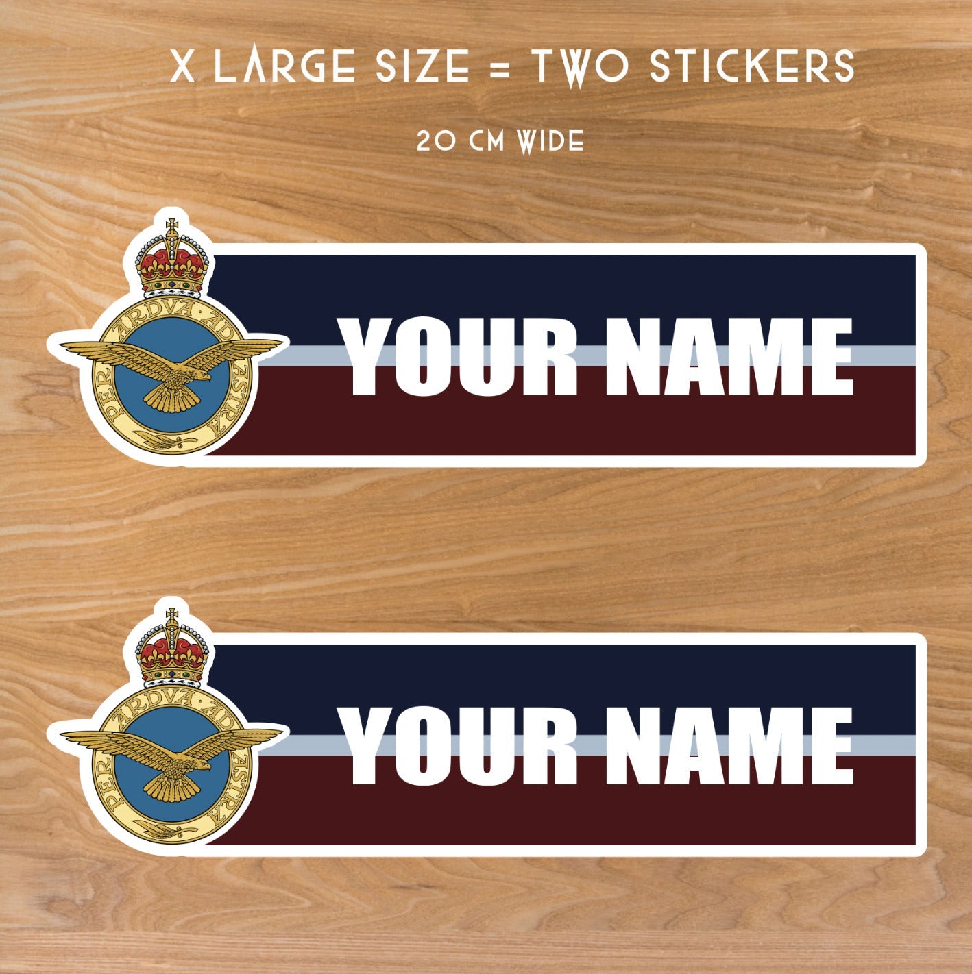 Royal Air Force Waterproof Vinyl Name Stickers - Personalised redplume