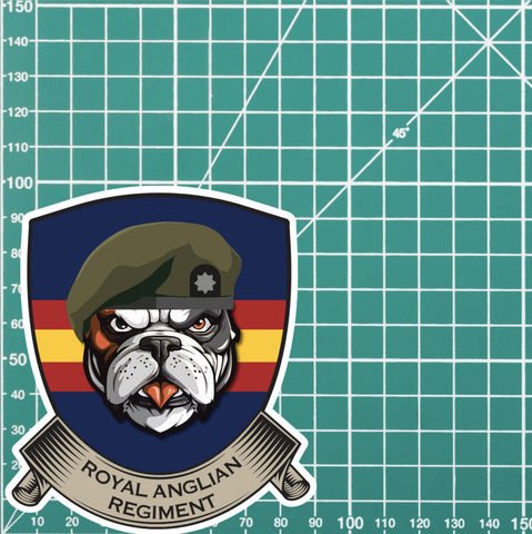 Royal Anglian Regiment TRF British Bulldog Vinyl Sticker - 10cm redplume