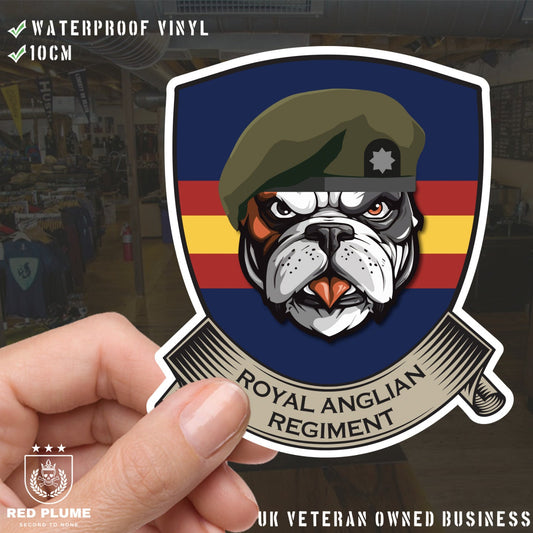 Royal Anglian Regiment TRF British Bulldog Vinyl Sticker - 10cm redplume