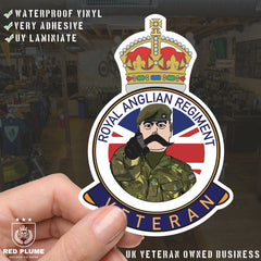 Royal Anglian Regiment Veteran UV Laminated Lord Kitchener & Beret Decal redplume