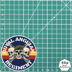 Royal Anglian Regiment Waterproof Vinyl Stickers Three Skull Design redplume