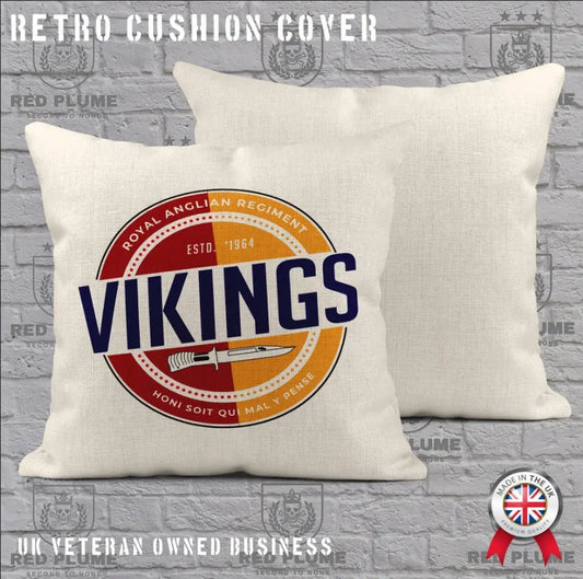 Royal Anglian 'Vikings' Retro Cushion Cover - Ideal Stocking Filler - Red Plume