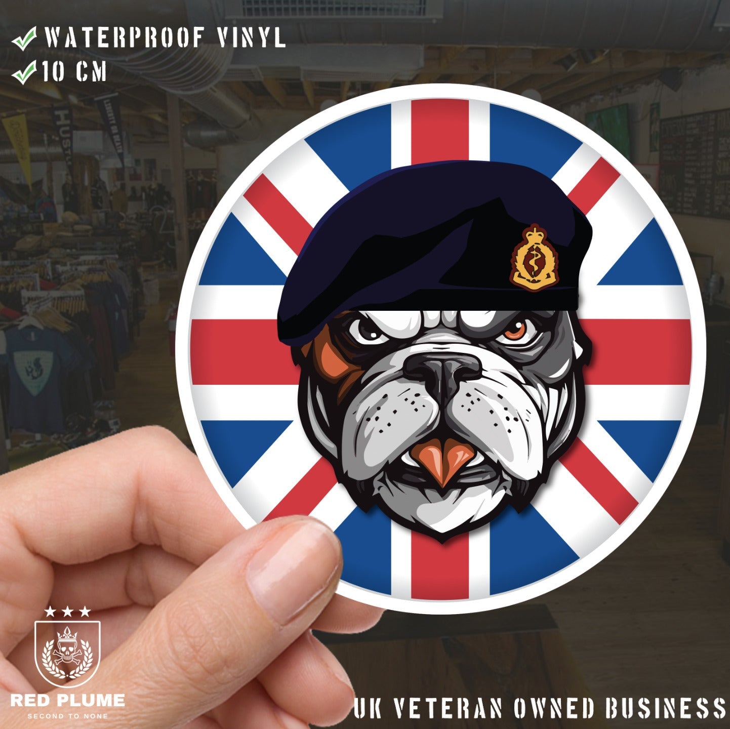 Royal Army Medical Corps RAMC British Bulldog Decal - 10cm Vinyl Sticker redplume