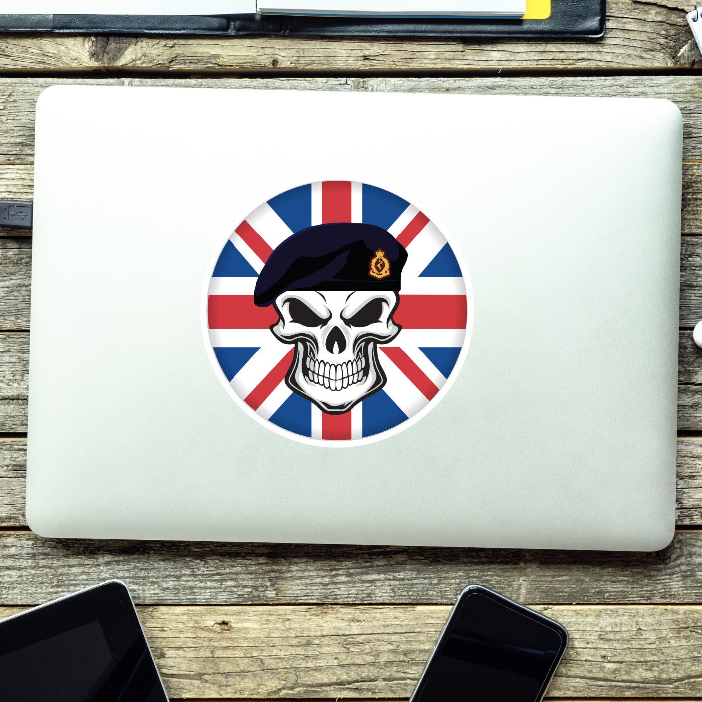 Royal Army Medical Corps RAMC Skull with Beret UJ Vinyl Sticker - 10cm redplume