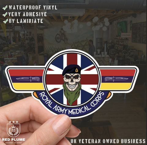Royal Army Medical Corps RAMC UV Laminated Vinyl Sticker - Wings redplume