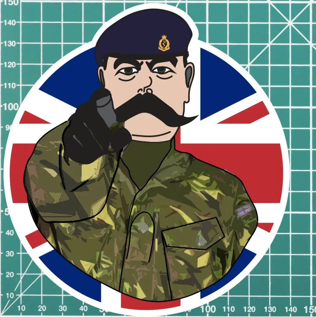 Royal Army Medical Corps RAMC Vinyl Waterproof Sticker, Lord Kitchener Design redplume