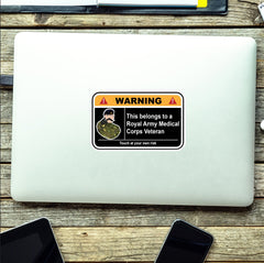 Royal Army Medical Corps Veteran Warning Funny Vinyl Sticker (100mm wide) - Red Plume