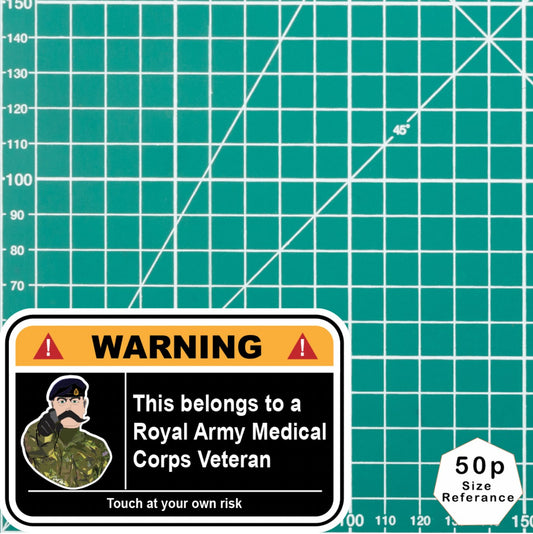 Royal Army Medical Corps Veteran Warning Funny Vinyl Sticker (100mm wide) - Red Plume