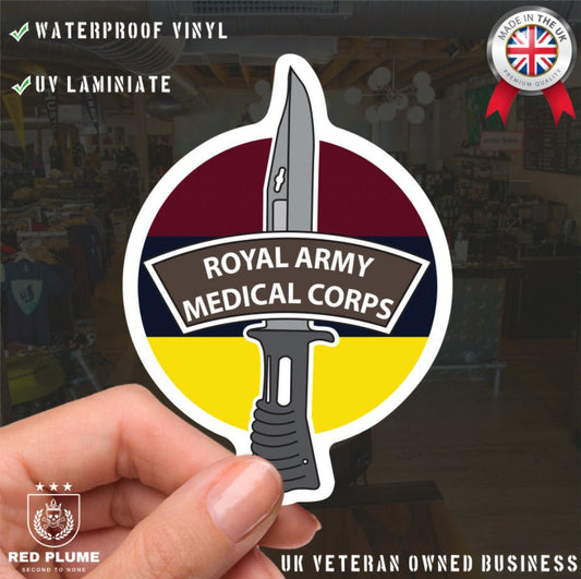 Royal Army Medical Corps Vinyl Decal, TRF Colours & Bayonet Design - 10cm redplume