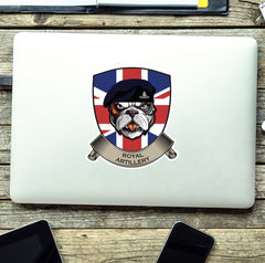 Royal Artillery British Bulldog and Union Jack Shield Vinyl Sticker - 10cm redplume