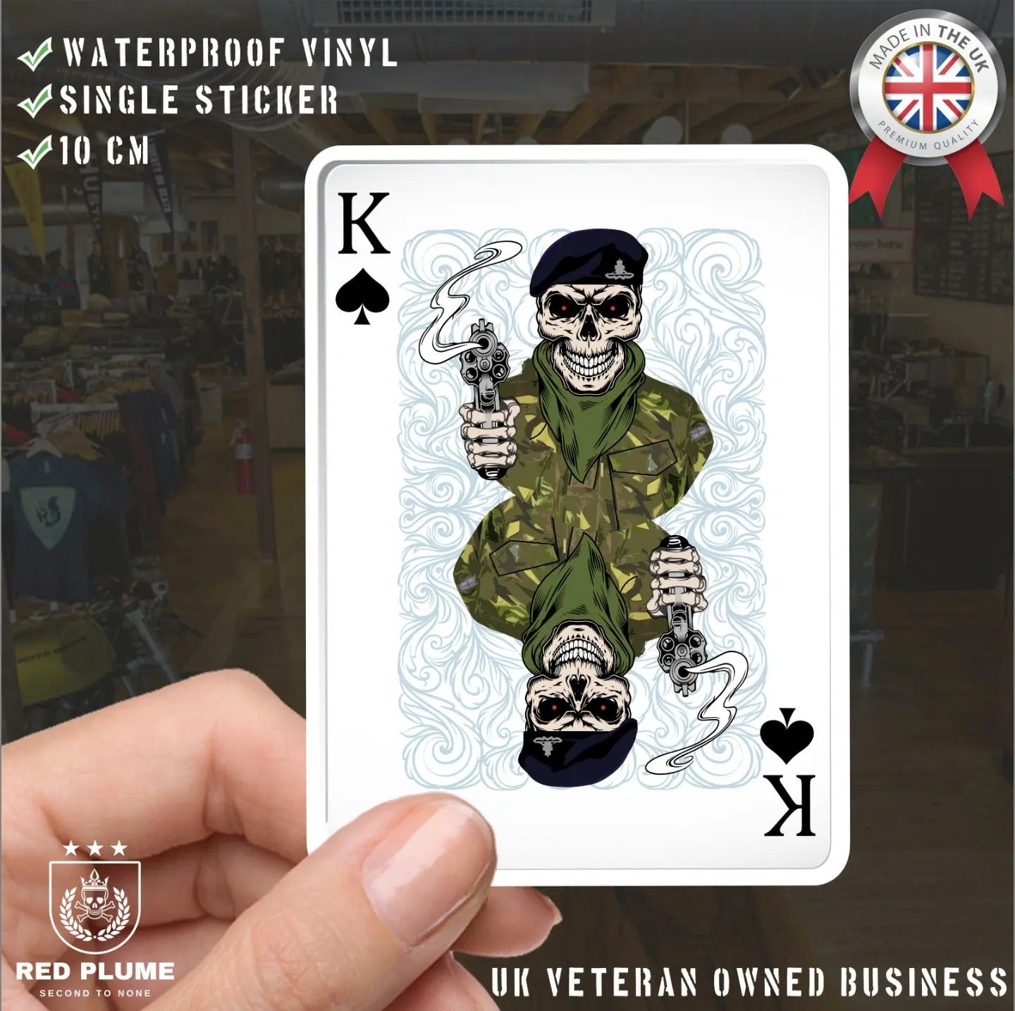 Royal Artillery King of Spades Waterproof Vinyl Sticker/Decal 10cm redplume
