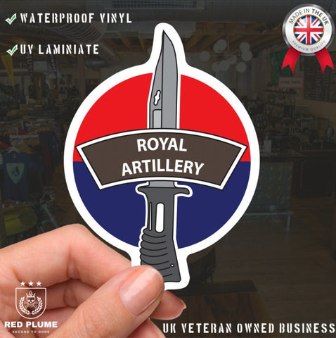 Royal Artillery Vinyl Decal, TRF Colours & Bayonet Design - 10cm redplume