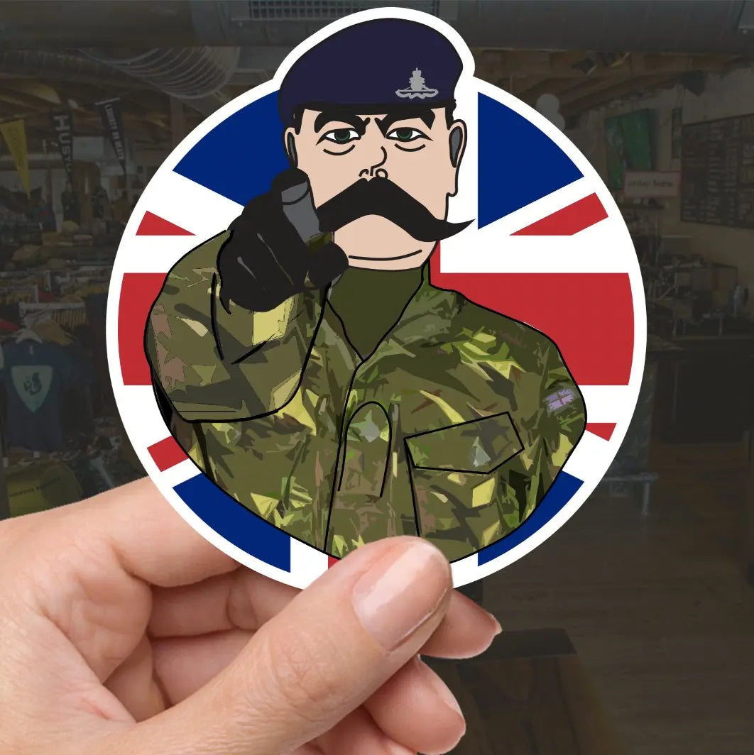 Royal Artillery Vinyl Waterproof Sticker, Lord Kitchener Design redplume