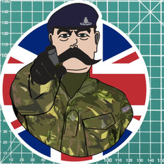 Royal Artillery Vinyl Waterproof Sticker, Lord Kitchener Design redplume