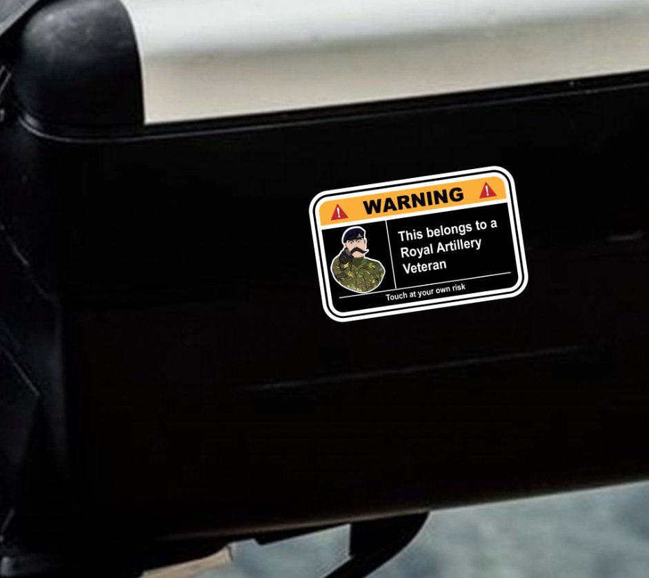 Royal Artillery Warning Funny Vinyl Sticker 100mm wide redplume