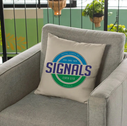Royal Corps of Signals Retro Cushion Cover - Ideal Stocking Filler - Red Plume