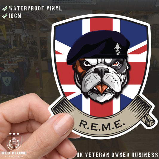 Royal Electrical Mechanical Engineer British Bulldog Vinyl Sticker - 10cm redplume