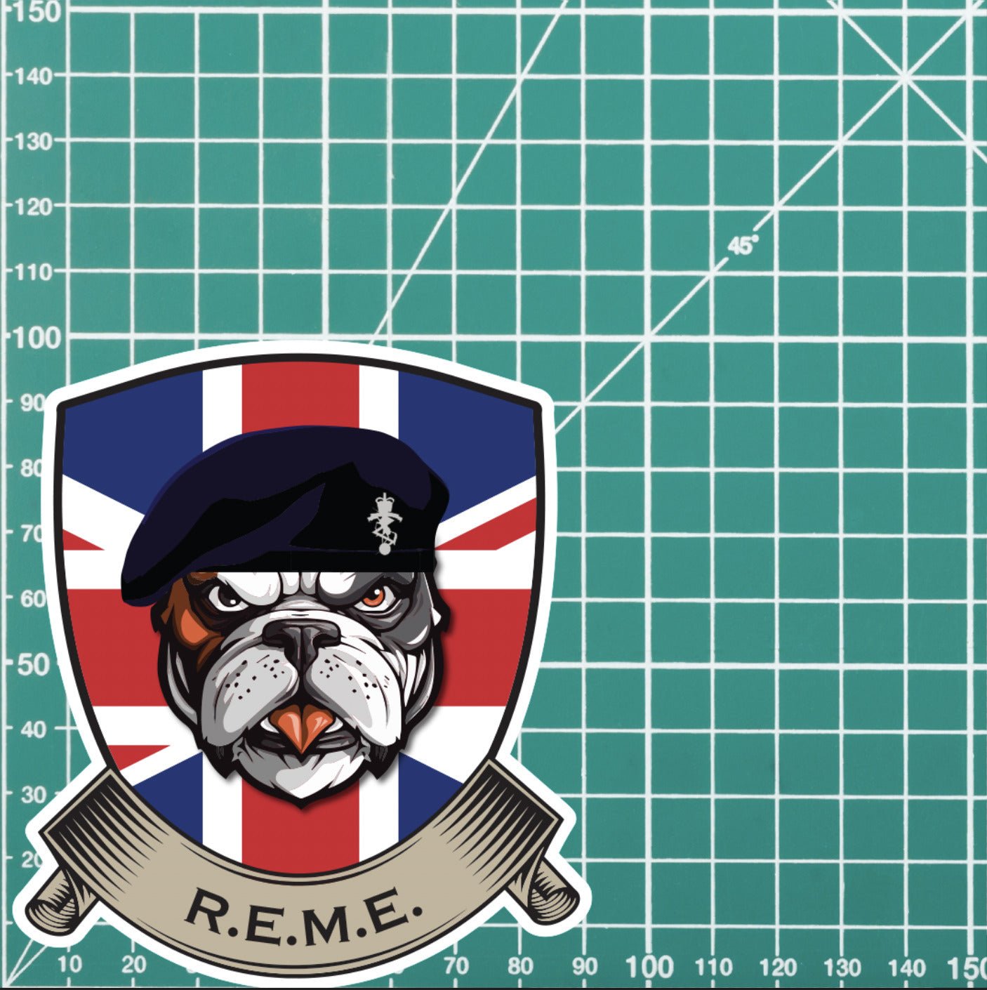 Royal Electrical Mechanical Engineer British Bulldog Vinyl Sticker - 10cm redplume