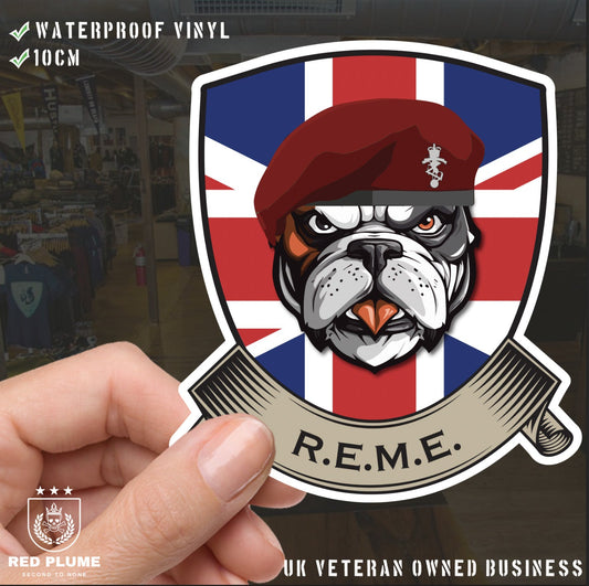 Royal Electrical Mechanical Engineer Paras British Bulldog Vinyl Sticker - 10cm redplume