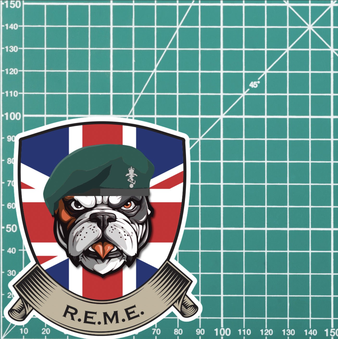 Royal Electrical Mechanical Engineers CMDO British Bulldog Vinyl Sticker - 10cm redplume