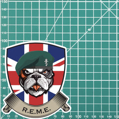 Royal Electrical Mechanical Engineers CMDO British Bulldog Vinyl Sticker - 10cm redplume