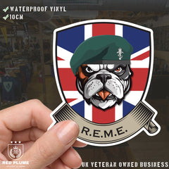 Royal Electrical Mechanical Engineers CMDO British Bulldog Vinyl Sticker - 10cm redplume