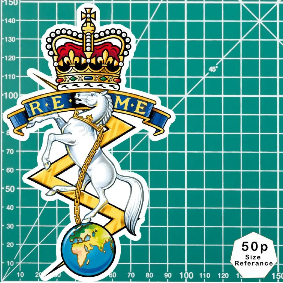 Royal Electrical Mechanical Engineers REME Cap Badge Waterproof Vinyl Stickers redplume