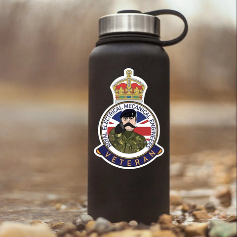 Royal Electrical Mechanical Engineers Veteran UV Laminated Kitch & Beret Sticker - Red Plume