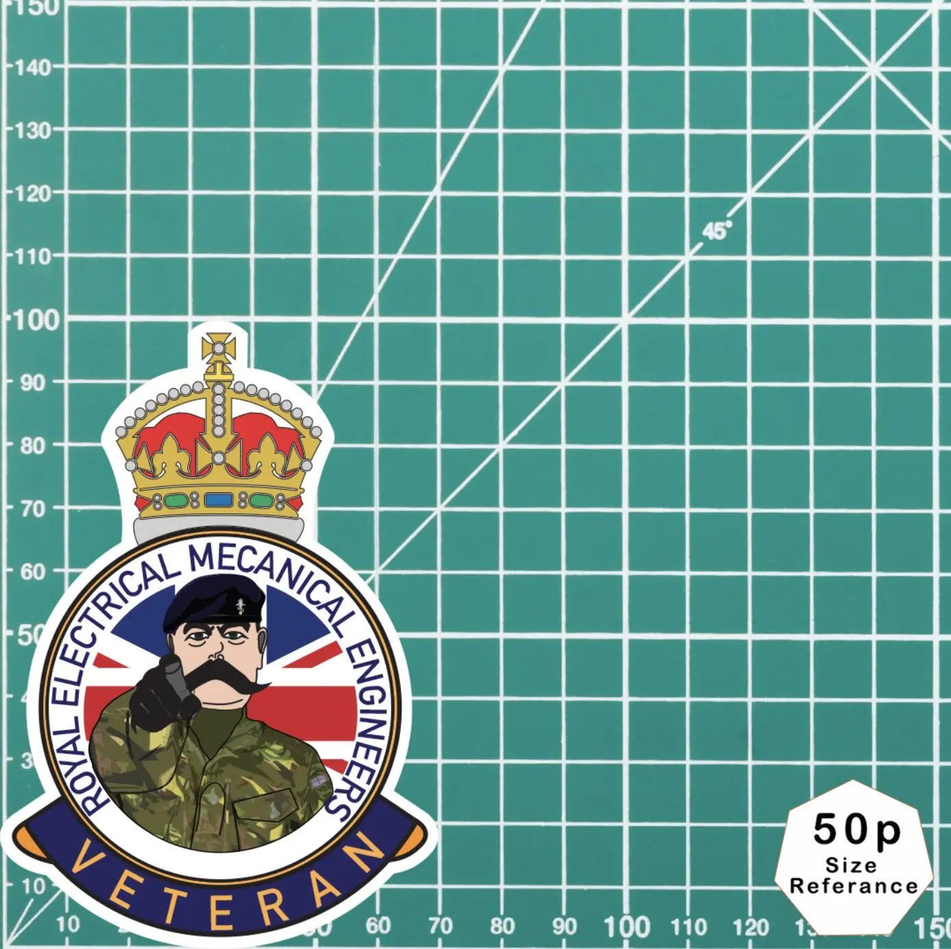Royal Electrical Mechanical Engineers Veteran UV Laminated Kitch & Beret Sticker redplume