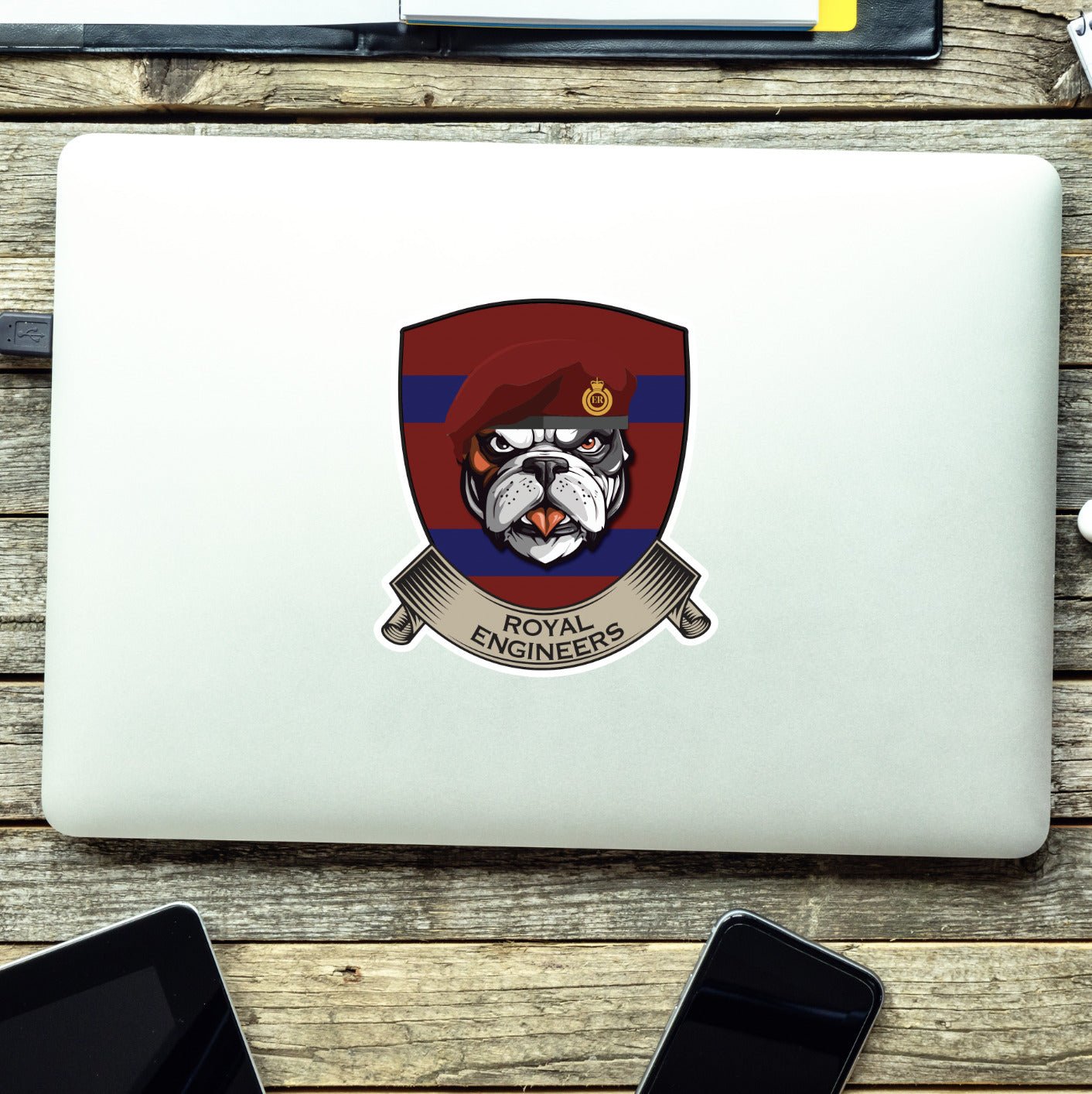 Royal Engineer Airborne TRF British Bulldog Vinyl Sticker - 10cm redplume