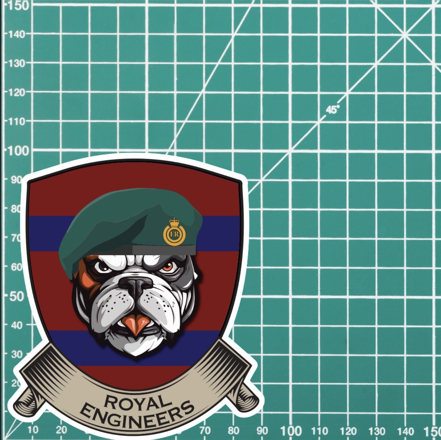 Royal Engineer Commando TRF British Bulldog Vinyl Sticker - 10cm redplume