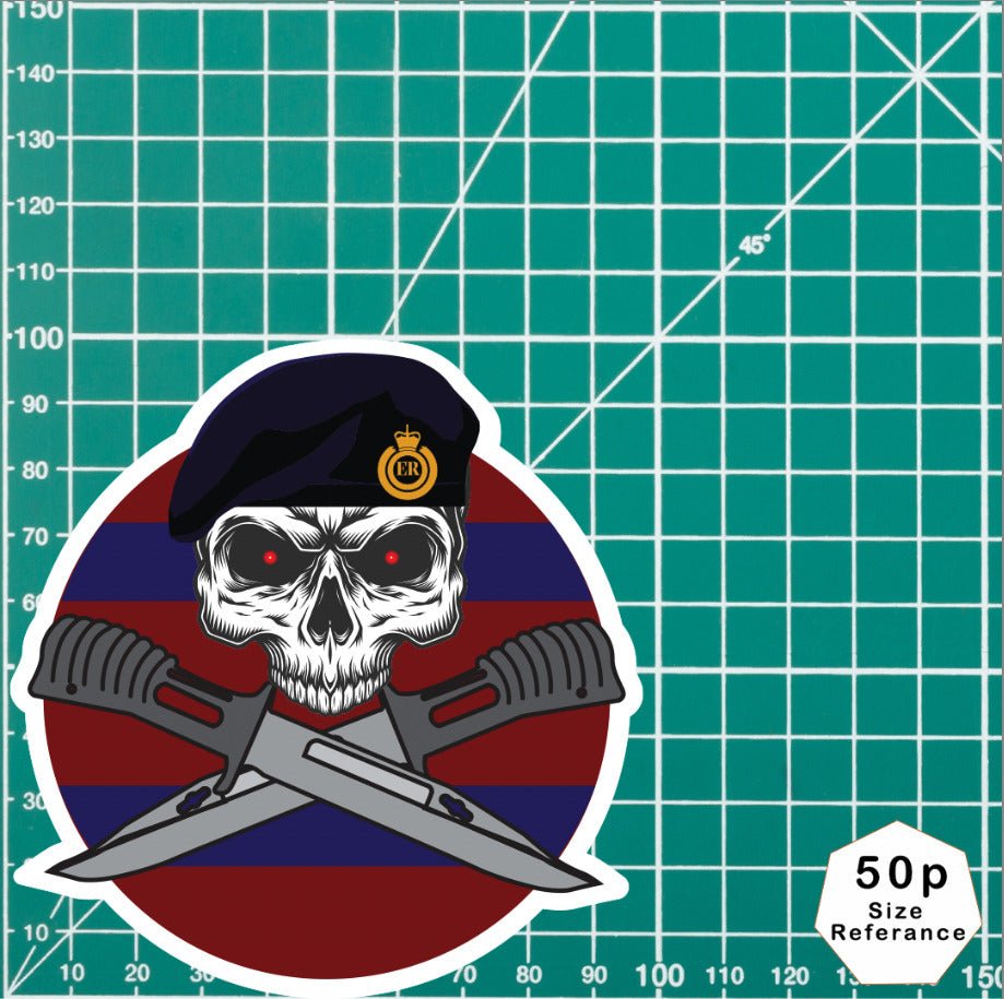 Royal Engineers Car Decal - Stylish Skull and Crossed Bayonets Design redplume
